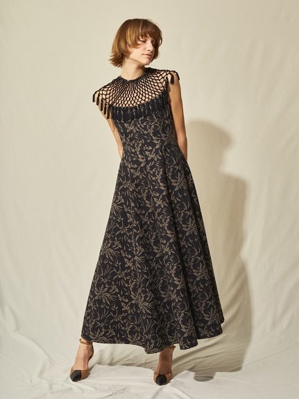 マクラメジャガードロングドレス