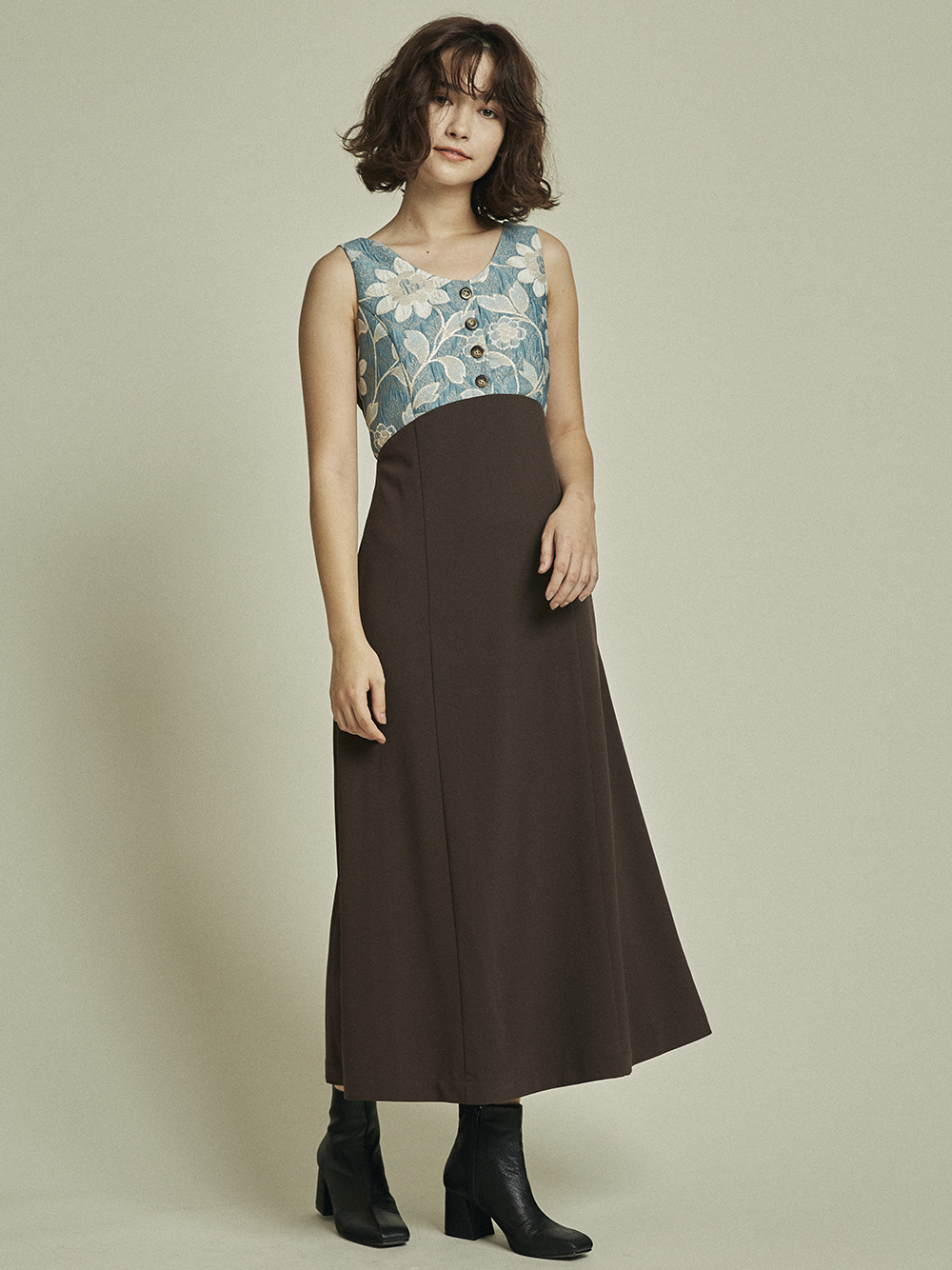 ジャガード切替えワンピース