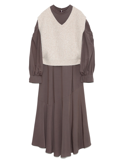 ニットベストワンピース