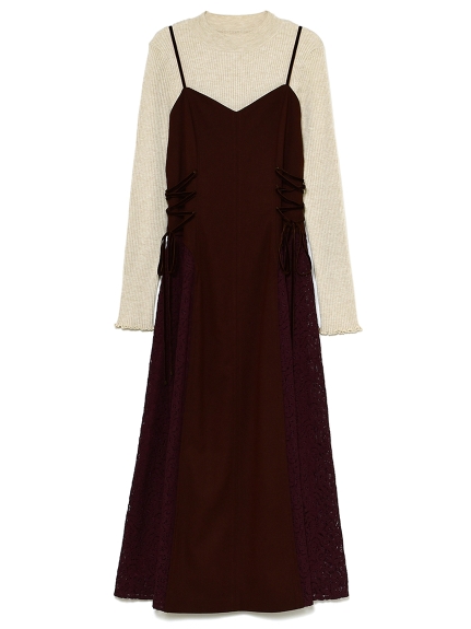 異素材切替えワンピニットセット