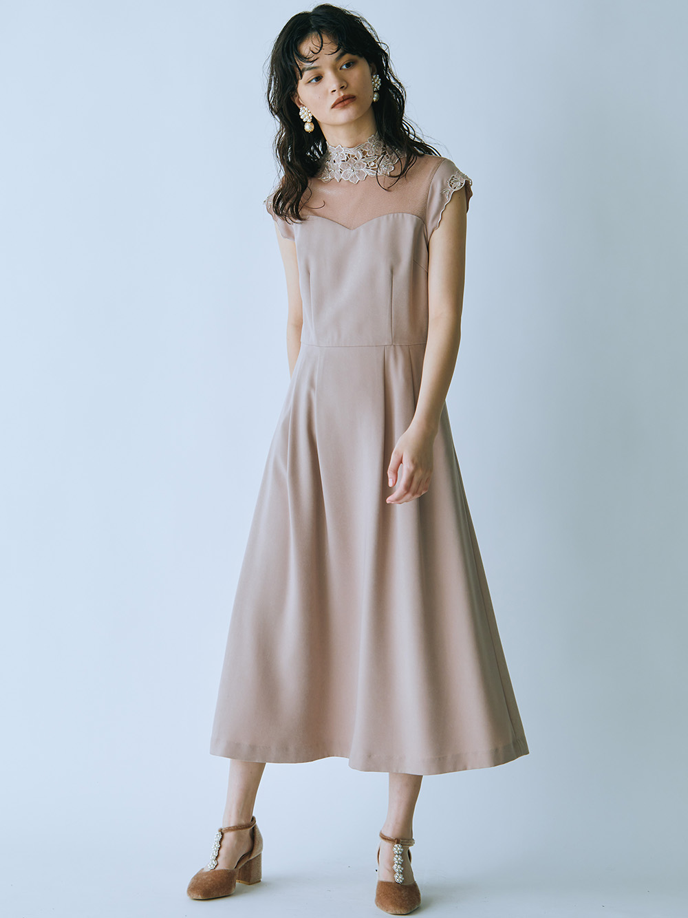 [L.B CANDY STOCK]フラワー刺繍ドレス