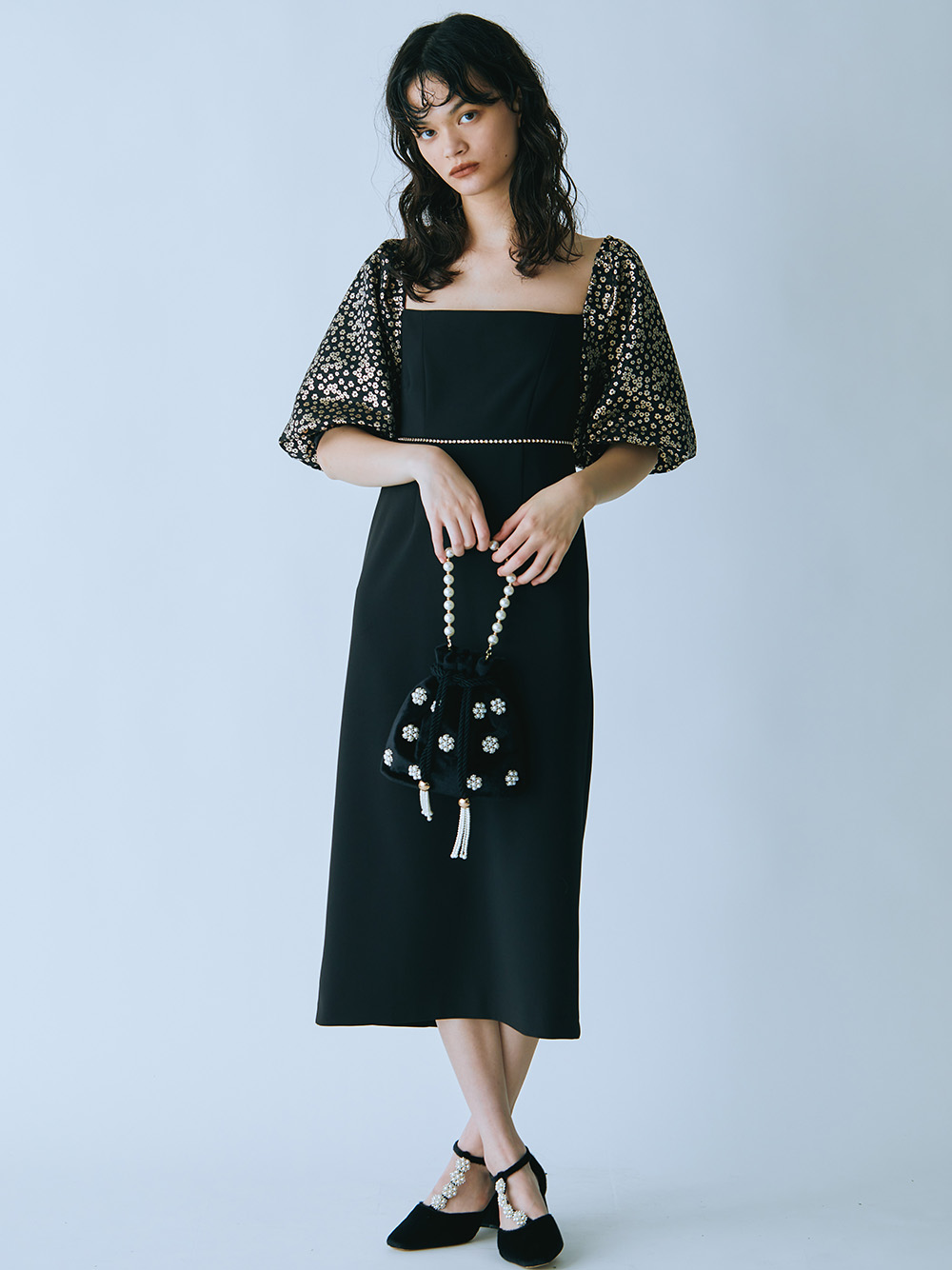 [L.B CANDY STOCK]ビジューチェーンワンピース