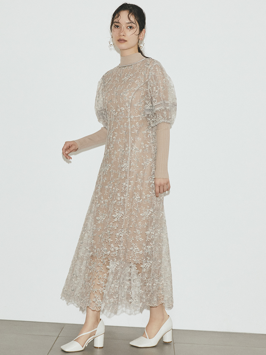 新作グッ 21aw 今季新作 完売品 エンブロイダリーワンピース Currentage ロングワンピース Hlt No