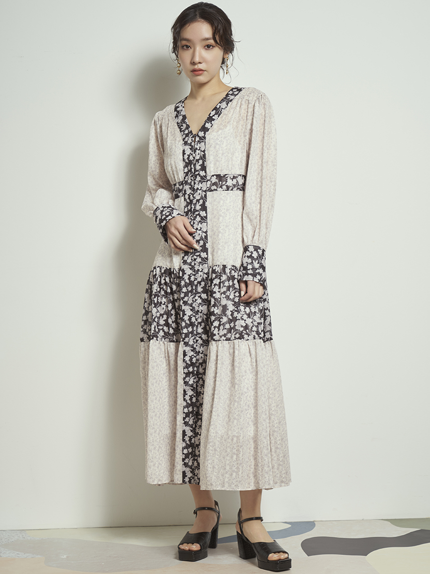 パッチワークフラワーワンピース マキシ ロングワンピース ワンピース Lily Brown リリーブラウン の通販サイト 公式