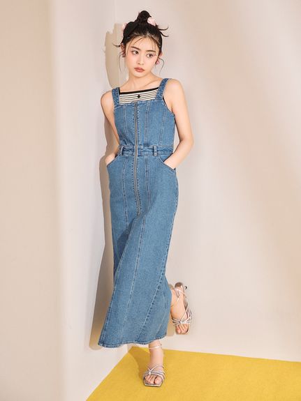 デニムジャンパースカート(マキシ・ロングワンピース)｜ワンピース  