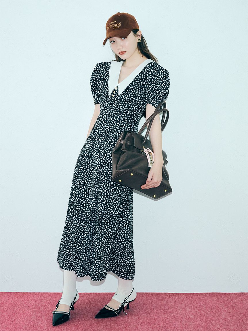 【匿名配送】リリーブラウン　レトロ　ロングワンピース　新品　タグ付き LILY BROWN（リリーブラウン）の「レトロ大花柄ワンピース