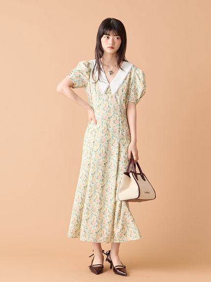 LILY BROWN（リリーブラウン）の「パフスリーブラインワンピース