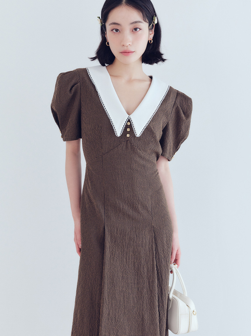 LILY BROWN（リリーブラウン）の「パフスリーブラインワンピース