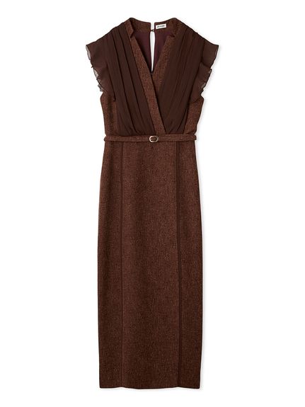 シフォンレイヤードツイードワンピース(マキシ・ロングワンピース