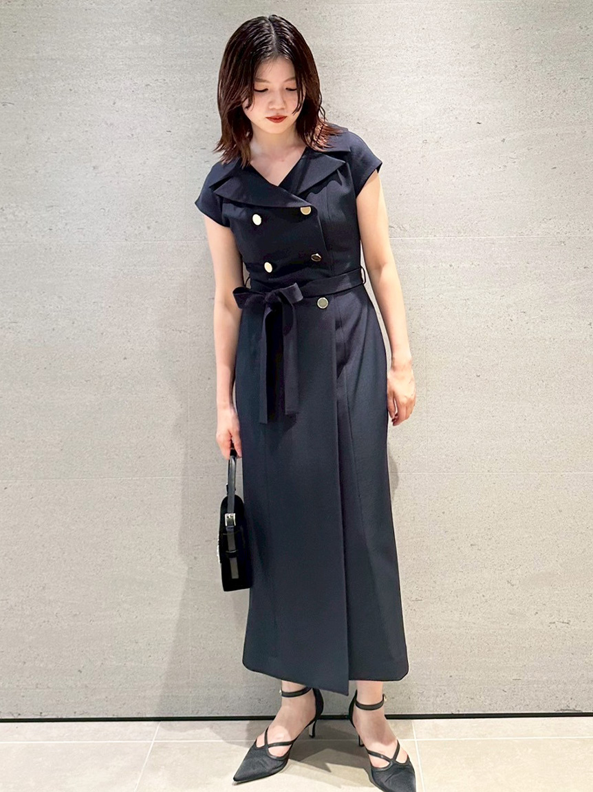 LILI　ワンピース リリープリントフレアスリーブバックレースアップワンピース