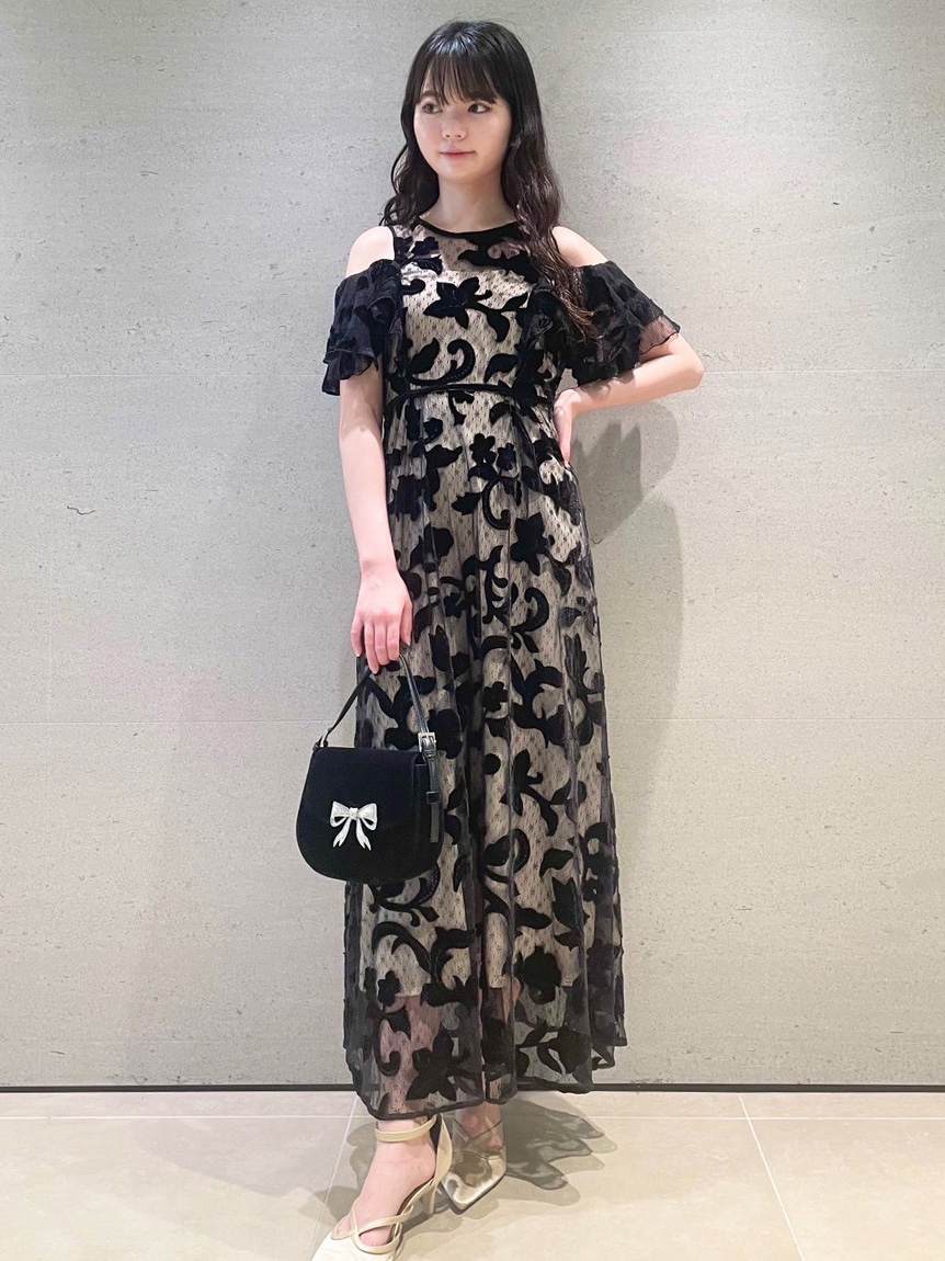 Lily Brown ワンピース シフォンドッキングニットワンピース(マキシ・ロングワンピース
