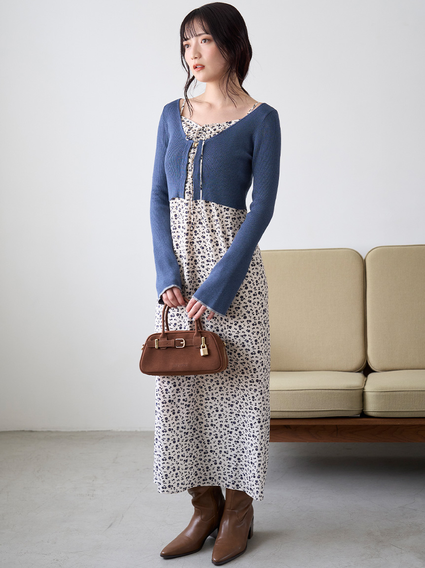 【未使用 超美品】LILY BROWN カーデセットキャミワンピース　BLK LILY BROWN (12%OFF) Lily Brown / リリーブラウン ニットカーデ