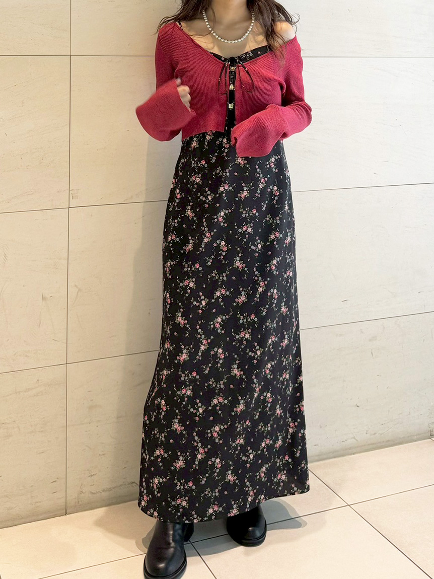 ニットカーデセットバリエーションキャミワンピース(マキシ・ロング