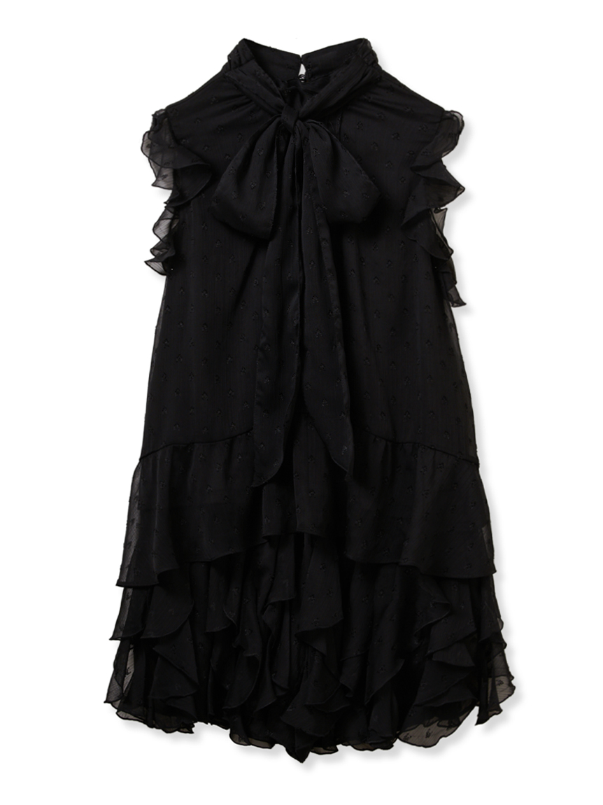 LlLY BROWN チュールドッキングパールミニワンピース　ストレッチ　黒 LILY BROWN（リリーブラウン）の「[L.B CANDY STOCK]チュール