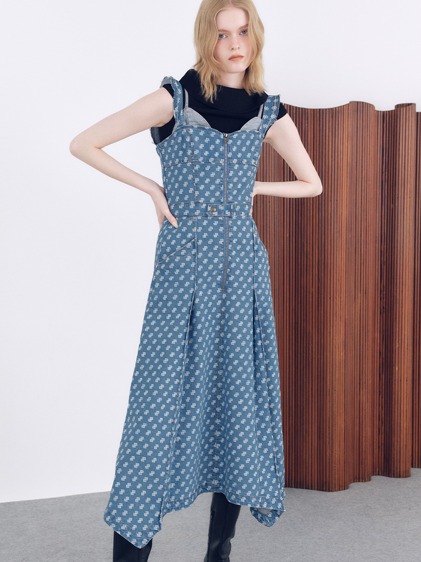 LILYBROWN デニムワンピース コルセットディテールデニムワンピース(マキシ・ロング