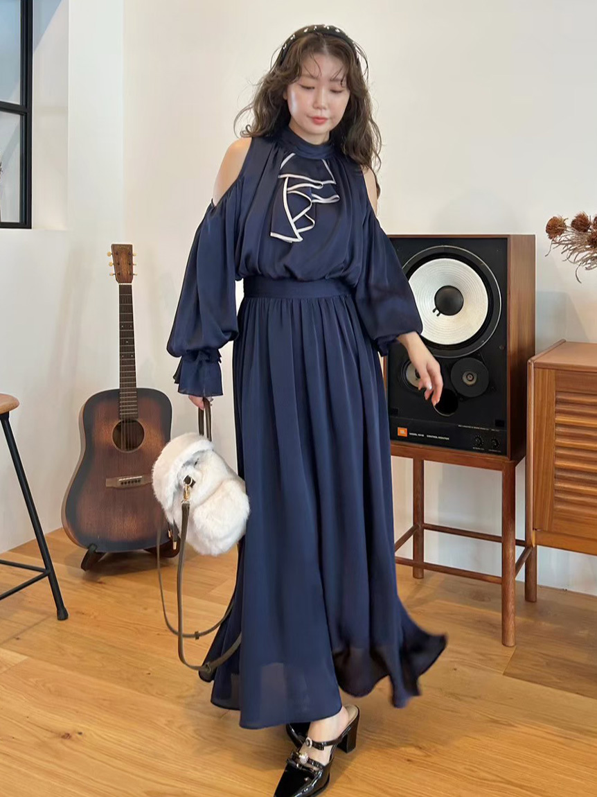 ショルダーオープンワンピース(マキシ・ロングワンピース)｜ワンピース