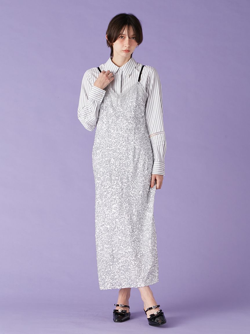 L.B CANDY STOCK]シャツコンビビジューワンピース(Hearts2Hearts着用