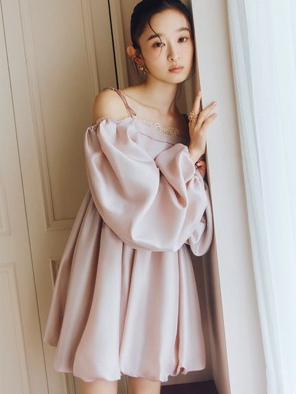 ［lillilly］バイカラーバルーンミニドレス ピンク 黒 2着セット バルーンミニドレス(ドレス)｜ワンピース｜LILY BROWN（リリー