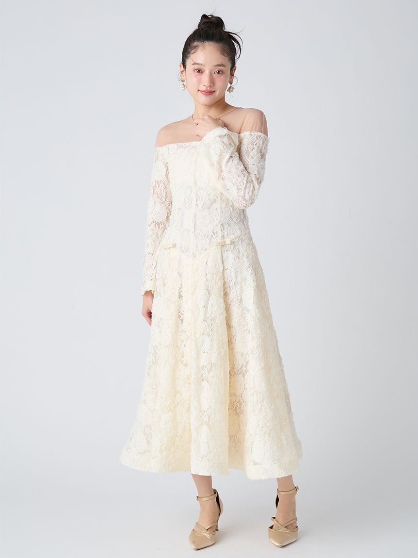 シアーオフショルダーボリュームワンピース(ドレス)｜ワンピース｜LILY