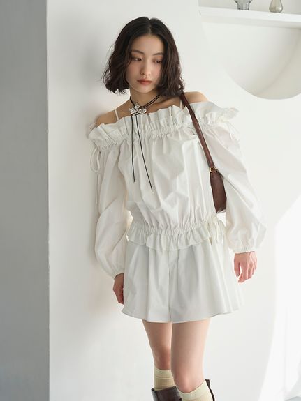 デコルテフリルミニロンパース(オールインワン)｜ワンピース｜LILY