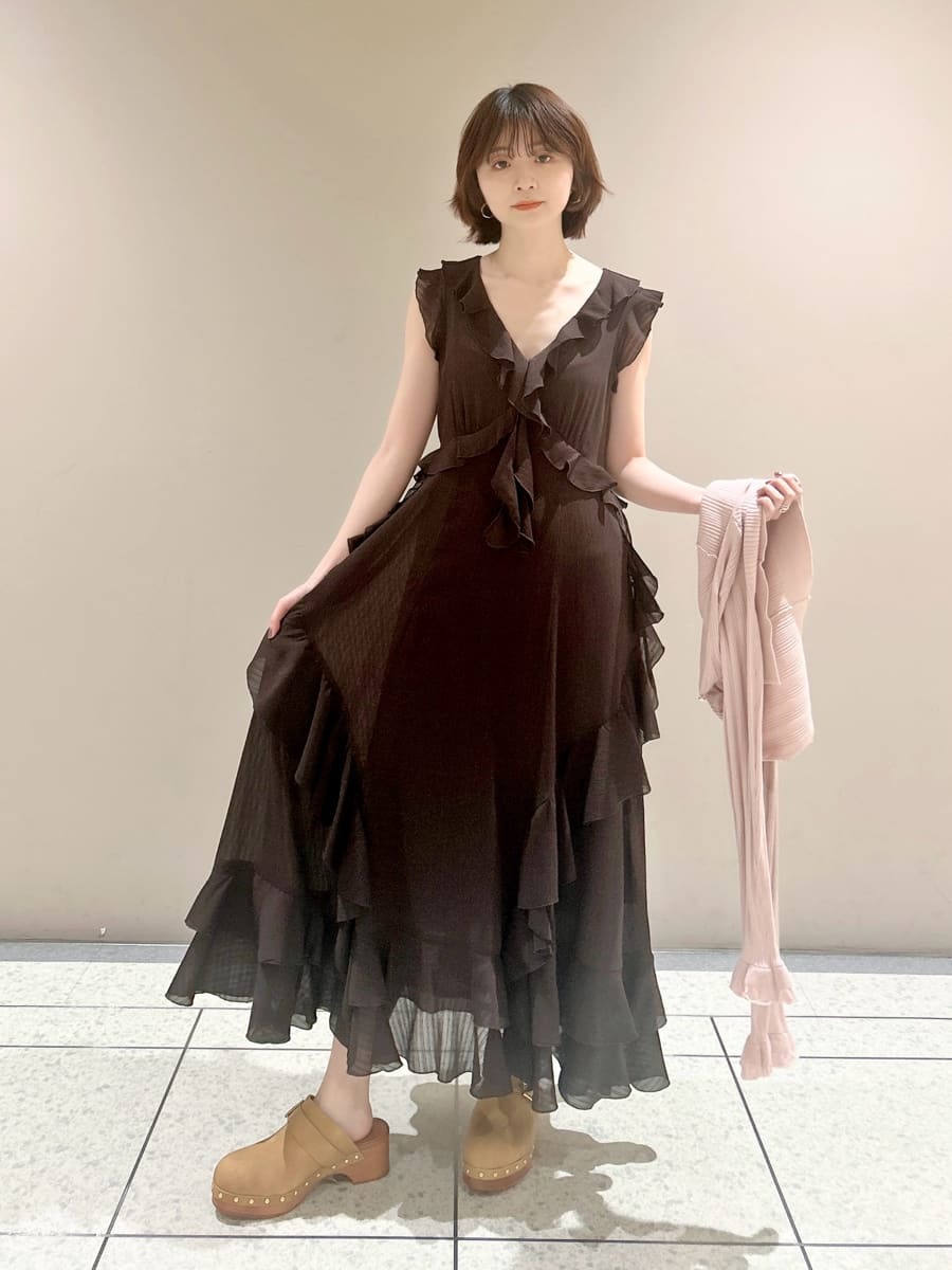 ラッフルフリルフレアワンピース(マキシ・ロングワンピース