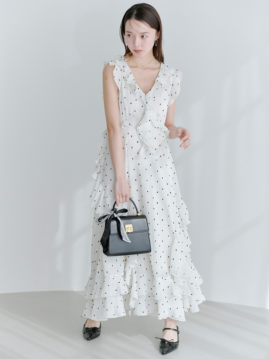 ラッフルフリルフレアワンピース(マキシ・ロングワンピース