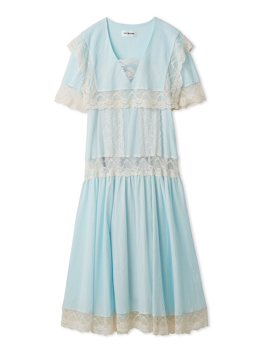 セーラーレーストリムワンピース(マキシ・ロングワンピース