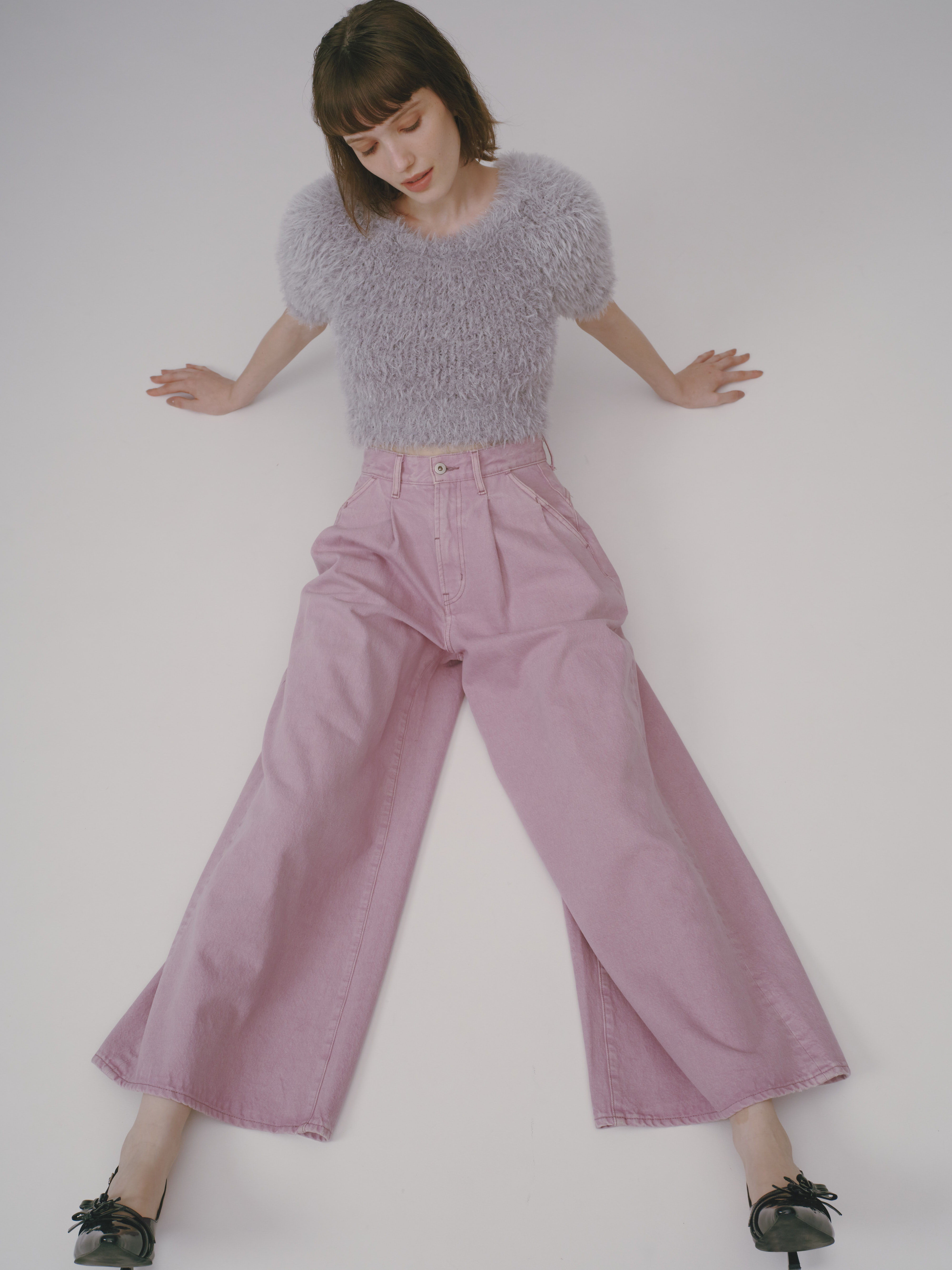 WEB限定00サイズあり】タックワイドデニムパンツ(デニムパンツ 