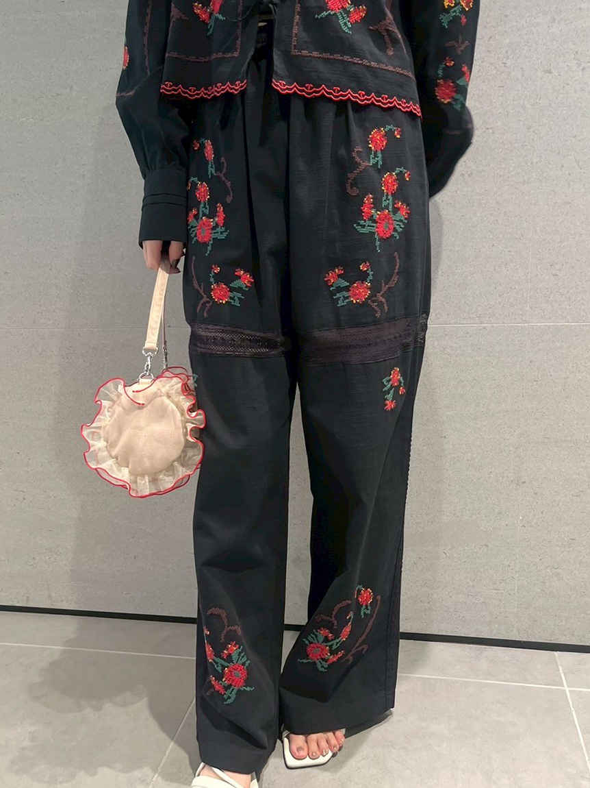 ヴィンテージ刺繍イージーパンツ(ロングパンツ)｜パンツ｜LILY