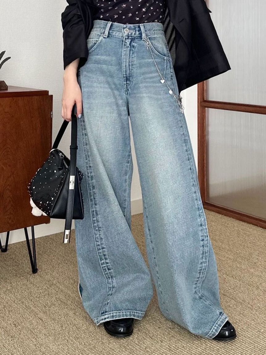 WEB限定00サイズ】ルーズフィットワイドデニムパンツ(デニム