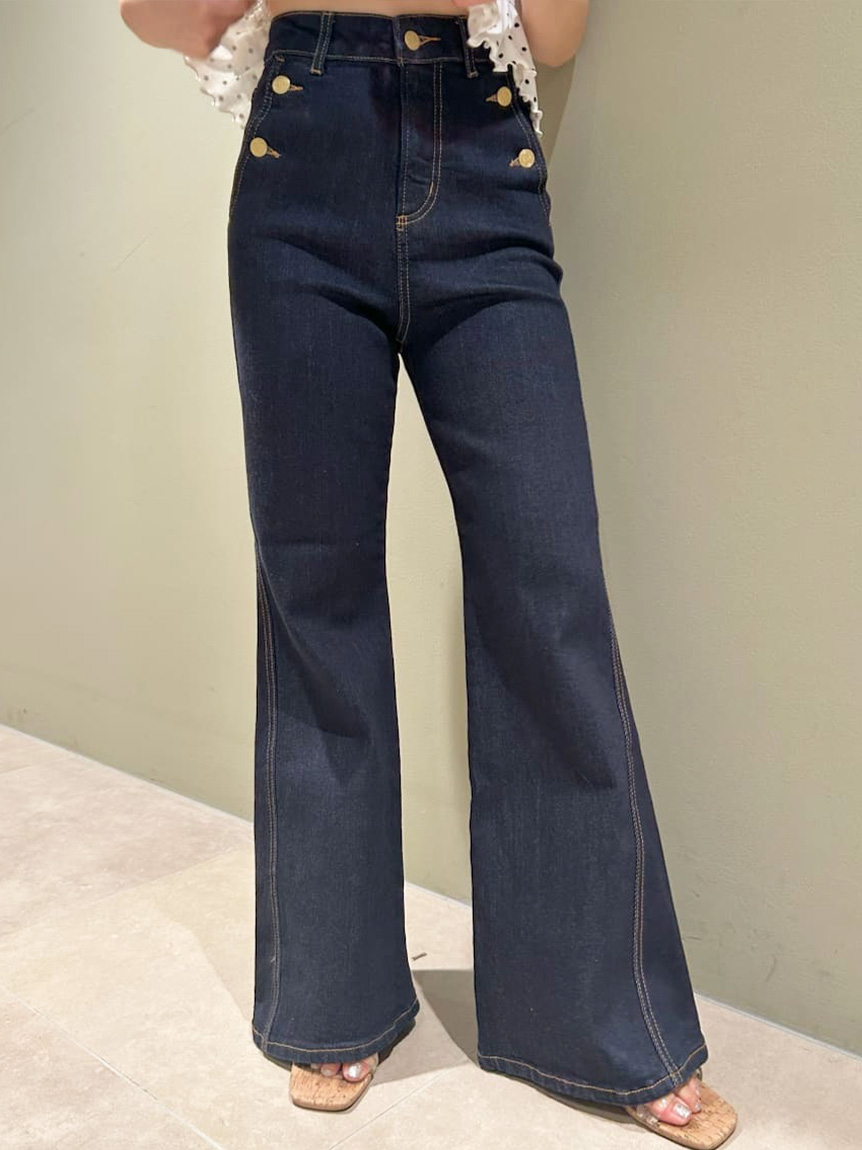 【美品】LILY BROWN ストレッチフレアデニムパンツ 1 (M) WEB限定00サイズ】ストレッチフレアデニムパンツ（デニムパンツ