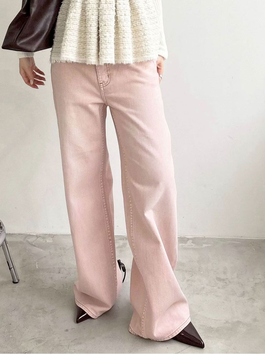 LILY BROWN リリーブラウン新品2Wayタックワイドデニムパンツpink LILY BROWN リリーブラウン新品2Wayタックワイドデニムパンツpink
