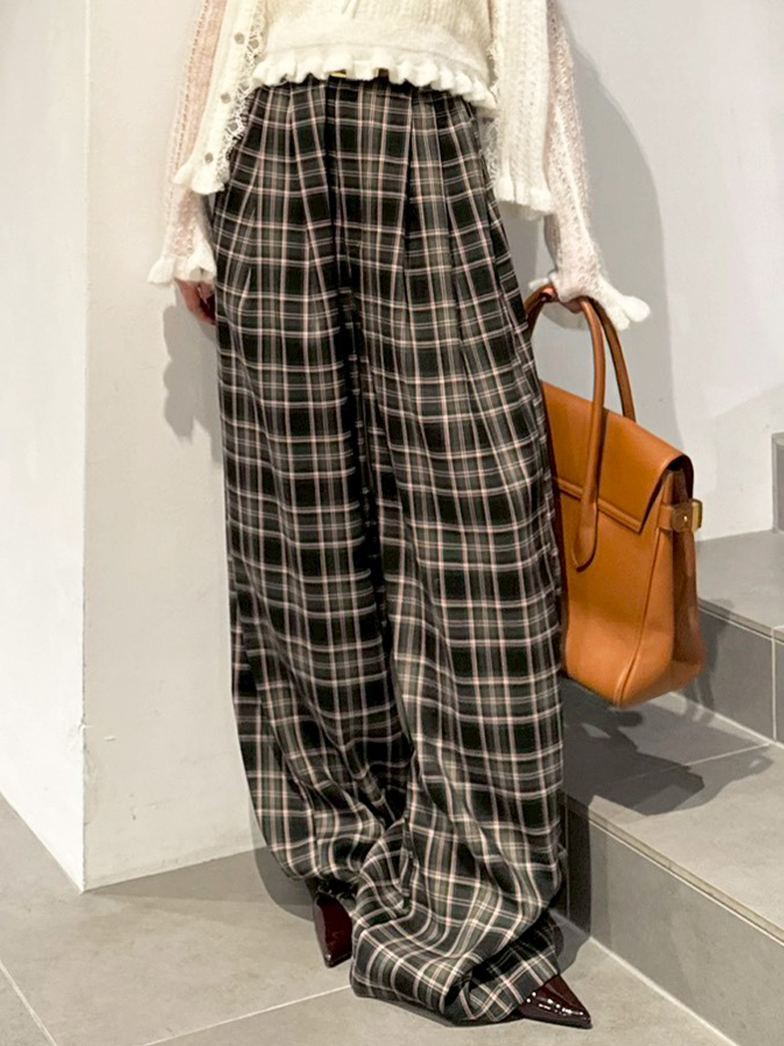 Lily Brown◆リリーブラウン/レトロタイル柄ワイドパンツ/FREE/ポリエステル/BEG LILY BROWN Lily Brown レトロタイル柄ワイドパンツ ネイビー