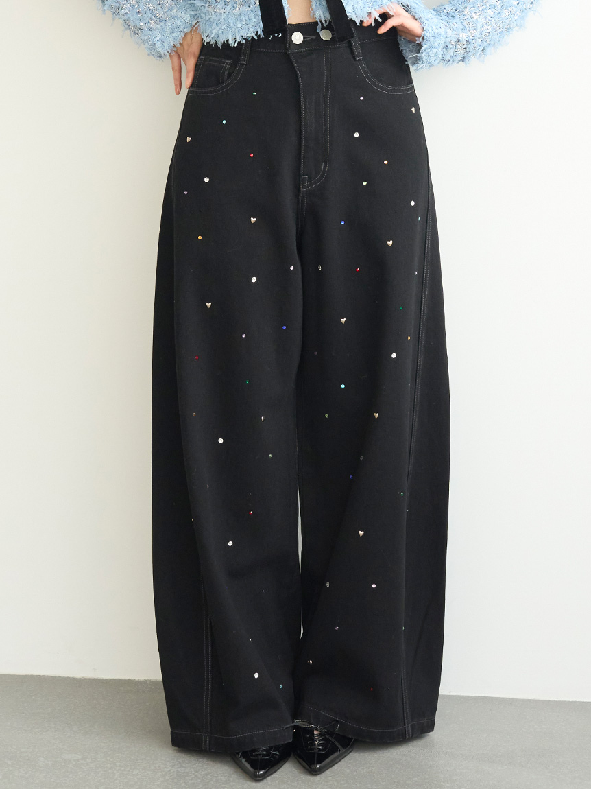 WEB限定00サイズ】[L.B CANDY STOCK]バリエーションビジューデニム