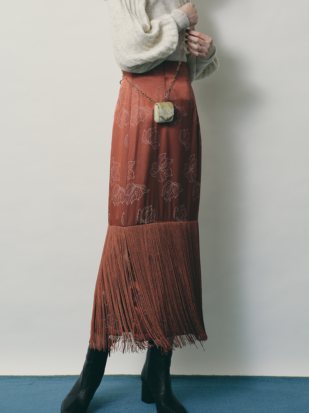JQサテンフリンジスカート