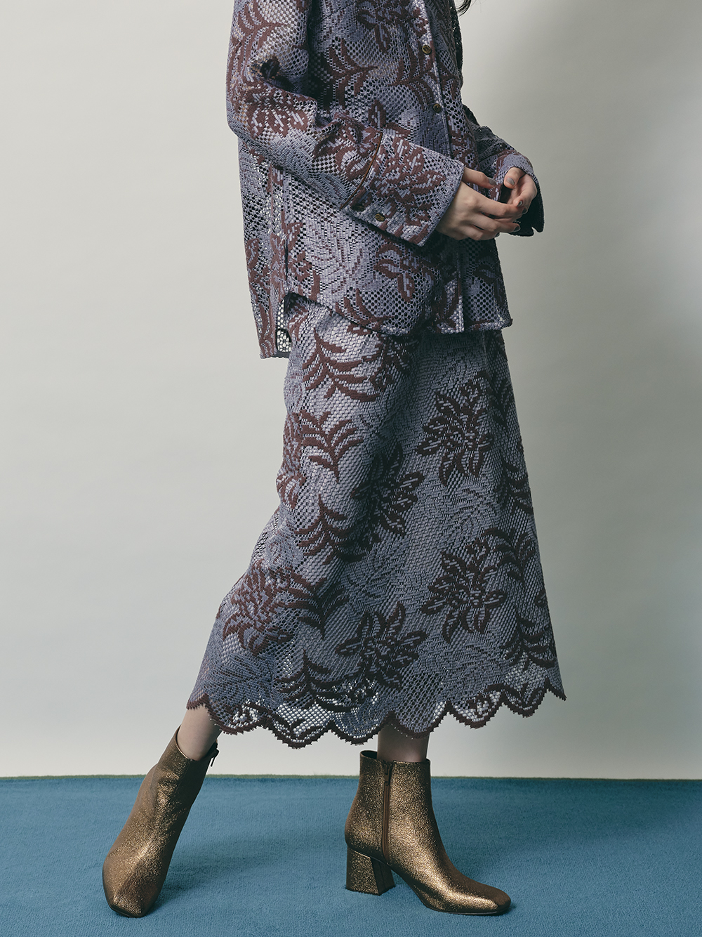 バイカラーフラワーレーススカート(--)