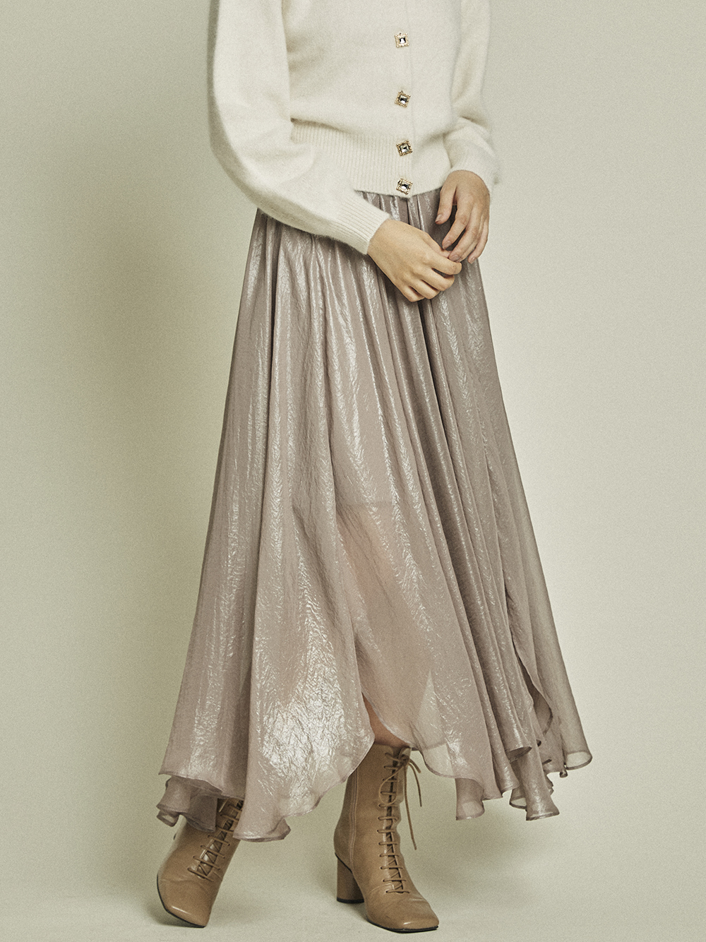 光沢シアスカート