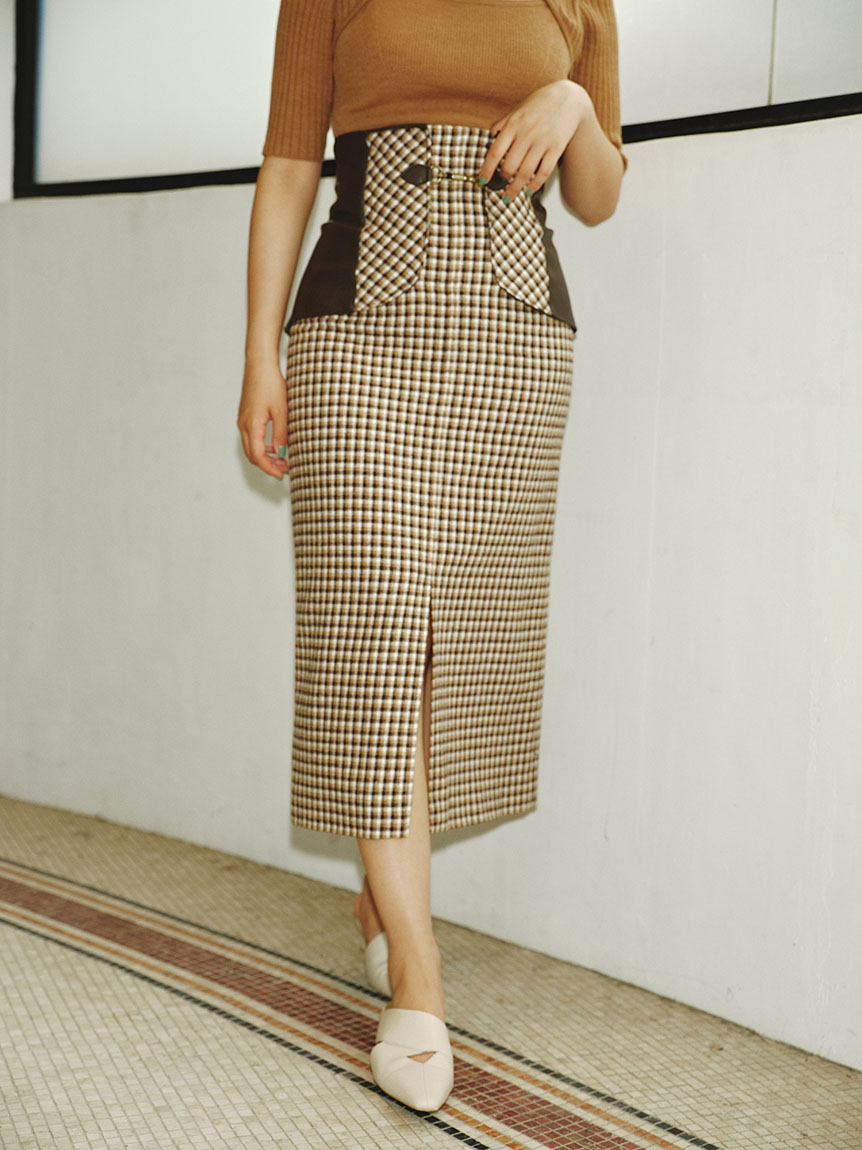 ビット付き合皮切り替えタイトスカート ロングスカート スカート Lily Brown リリーブラウン の通販サイト 公式