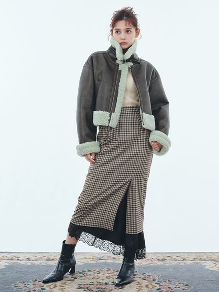 HUIS 弱かっ ハウス やわらかコットンロングスカート ブラウン  