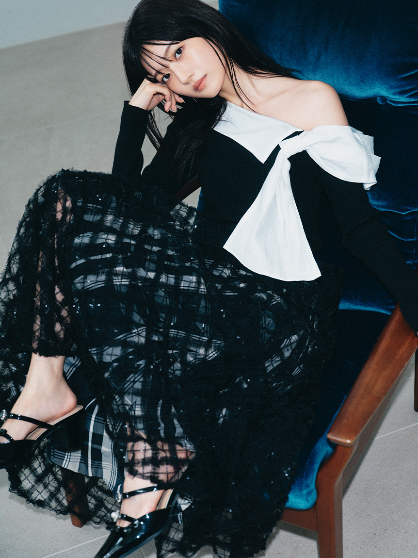 リボンディテールドッキングニット(ニット)｜トップス｜LILY BROWN