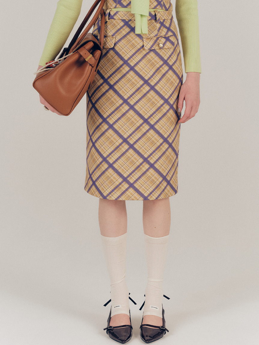 ウーリーチェックミディスカート(膝丈スカート)｜スカート｜LILY BROWN