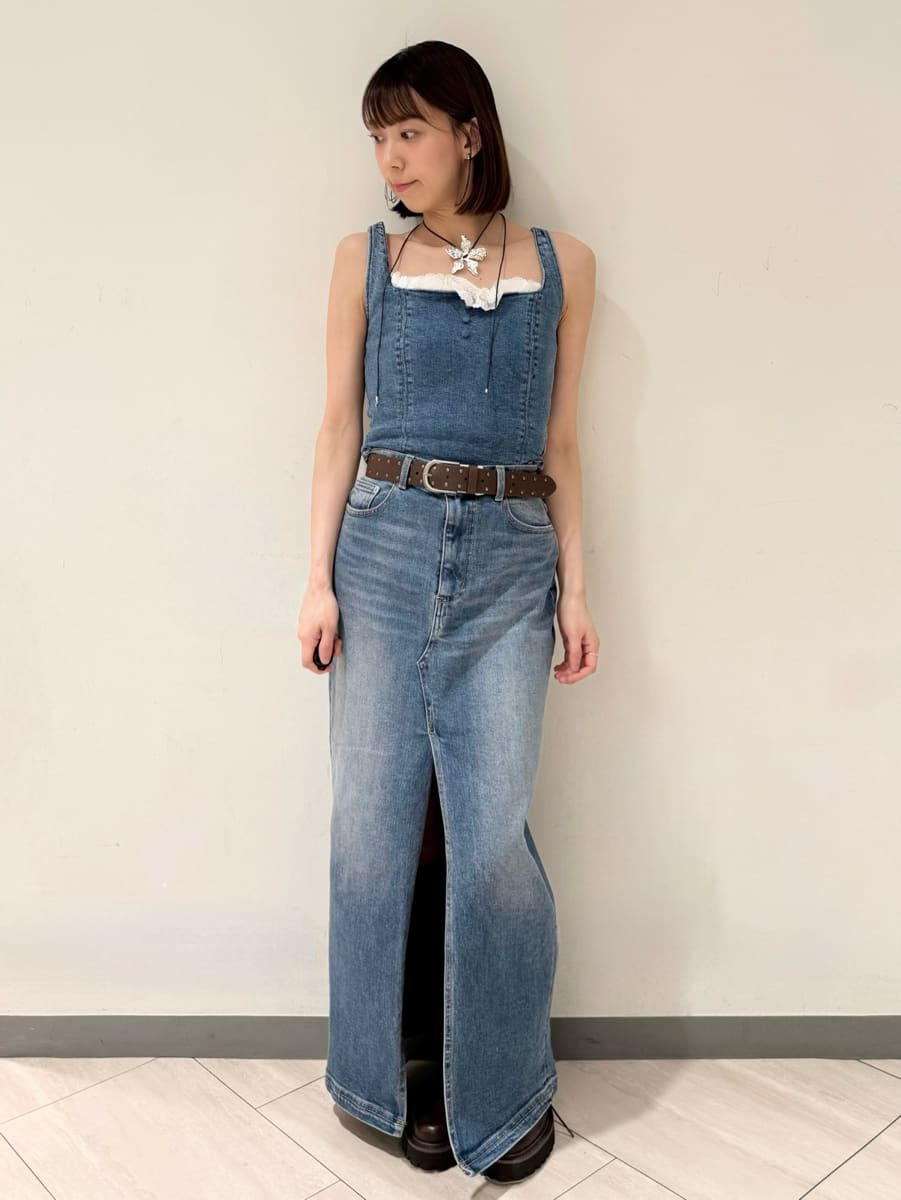 dairiku デニム ロングスカート 25inch 甘撚り素材でやわらかな着心地デニムロングスカート(KUROKI・綿100