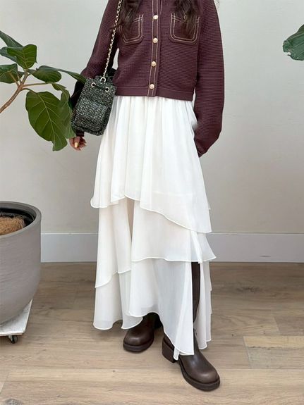 イレヘム光沢ティアードスカート(ロングスカート)｜SKIRT｜LILY BROWN