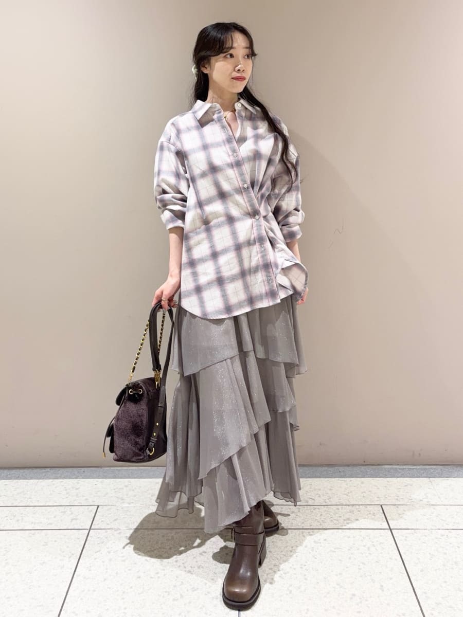 イレヘム光沢ティアードスカート(ロングスカート)｜SKIRT｜LILY BROWN