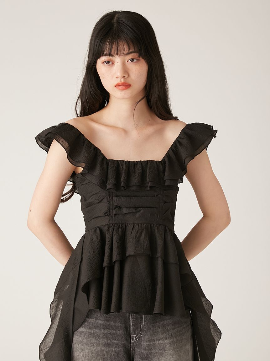 ペプラムフリルトップス(Tシャツ・カットソー)|トップス|LILY ペプラムフリルトップス(Tシャツ・カットソー)|トップス|LILY