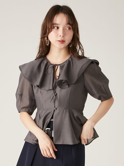 【ファッション通販】の商品をすべて ダブルフリルペプラムブラウス(シャツ・ブラウス)｜トップス トップス