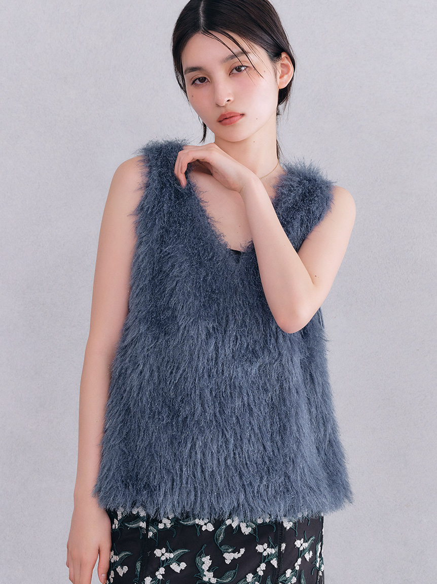 リリーブラウン LILY BROWN 2wayシャギーベストBLU新品 2wayシャギーベスト(ベスト)｜アウター｜LILY BROWN（リリー