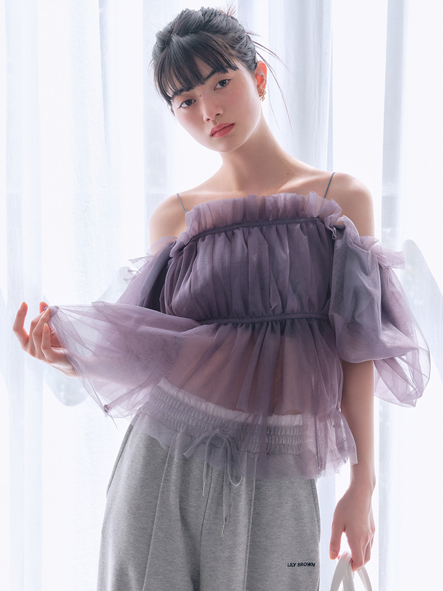 WEB限定カラー】3wayペプラムチュールブラウス(シャツ・ブラウス
