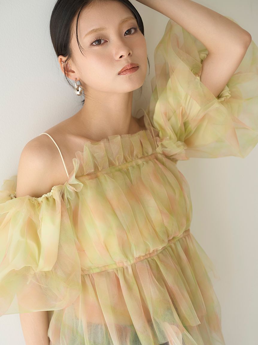 WEB限定カラー】3wayペプラムチュールブラウス(シャツ・ブラウス