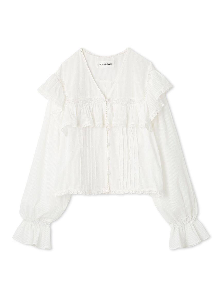 ホワイトフリル　トップス ZARA フリル トップス ホワイト XS ギャザー ミニリボン - メルカリ